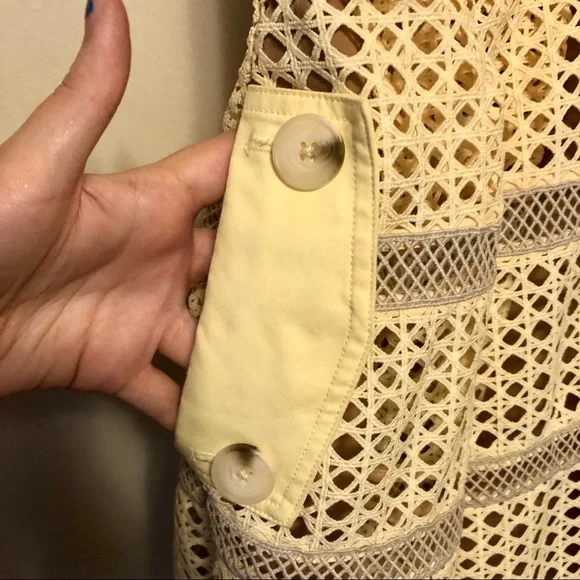 Self Portrait Crosshatch Paneled Mini Dress Yellow - Picture 5 of 9